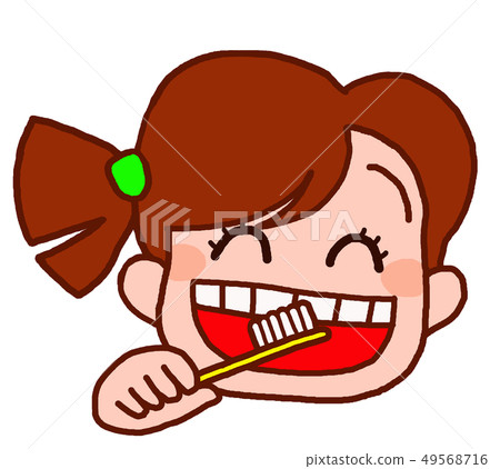 Girls brushing teeth Girls brushing teeth 49568716