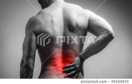 Muscle man with pain in his back 49569035