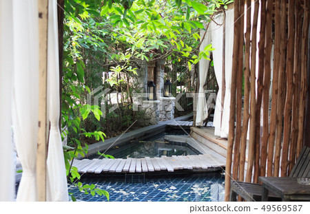 luxury villa and blue swimming pool luxury villa and blue swimming pool 49569587