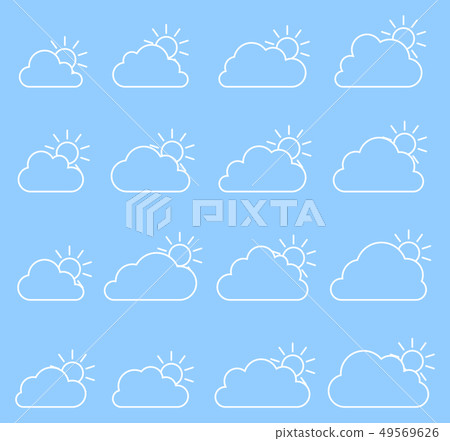 Mostly cloudy icon on blue background Mostly cloudy icon on blue background 49569626