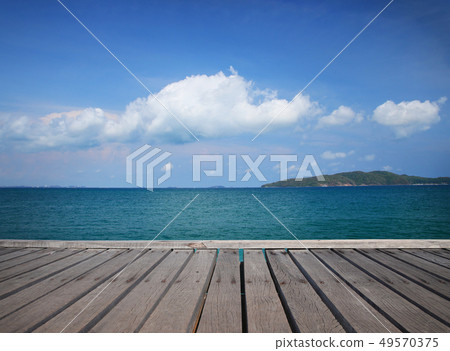 Relax time wooden floor and beautiful sea 49570375