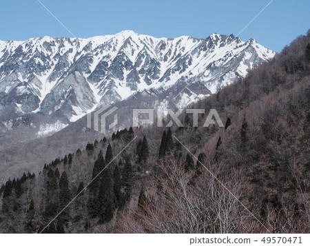 View of spring Oyama from the viewpoint of the key-cage cape Oyama south wall Oyama 49570471