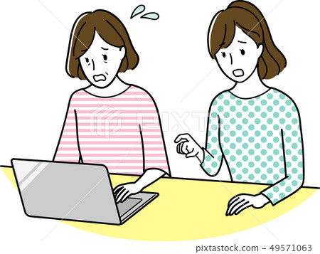Middle age woman doing computer 49571063
