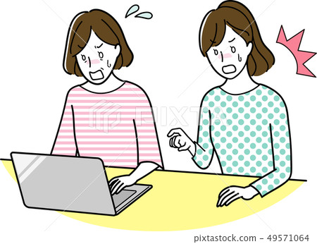 Middle age woman doing computer 49571064