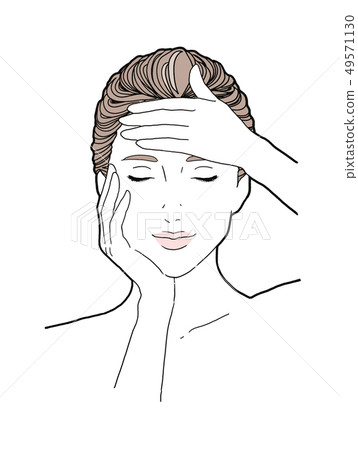 Woman putting hand on forehead and cheek 49571130