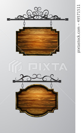 hanging, wooden Board vector, wooden object for text. hanging, wooden Board vector, wooden object for text. 49571511