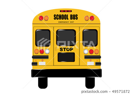 View of the entire rear of the school bus 49571872