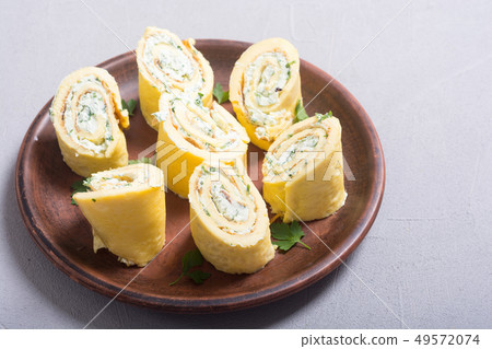 Homemade Eggs omelet rolls 49572074