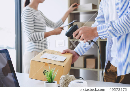 Small business owner delivery service and working Small business owner delivery service and working 49572373