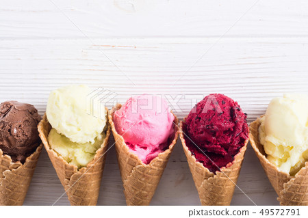 Ice cream waffle cones Ice cream waffle cones 49572791