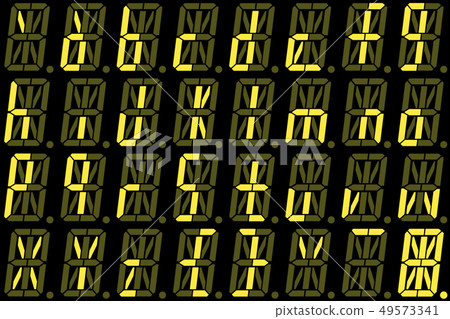 Digital font from small letters on yellow 49573341