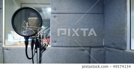 Studio microphone with shock mount and pop filter 49574134