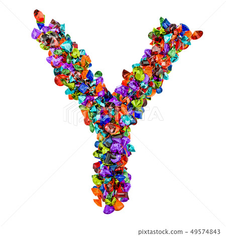 Letter Y from colored gemstones. 3D rendering 49574843