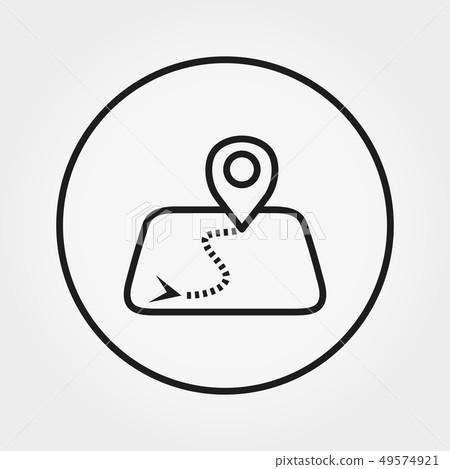 Map with mark of location, initial and final destination. 49574921