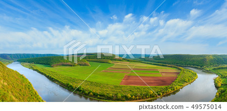 Dnister river bend canyon panorama. 49575014