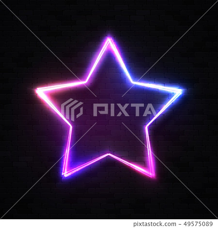 Realistic 3d neon electric star background on black brick wall. Vector illustration EPS10 Realistic 3d neon electric star background on black brick wall. Vector illustration EPS10 49575089