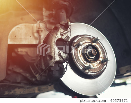 Car brake disc without wheels closeup Car brake disc without wheels closeup 49575571