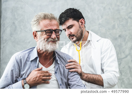 Senior patient visits doctor at the hospital. Senior patient visits doctor at the hospital. 49577990