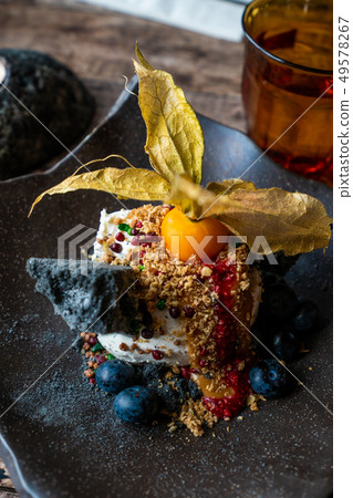 Icelandic ice cream menu with sugar cane. 49578267