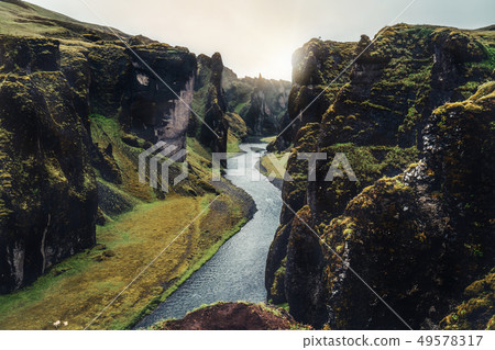 Unique landscape of Fjadrargljufur in Iceland. 49578317