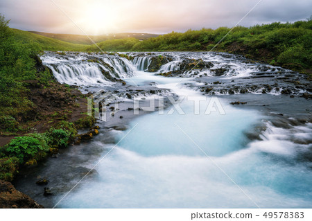 Bruarfoss waterfall in Brekkuskogur, Iceland. Bruarfoss waterfall in Brekkuskogur, Iceland. 49578383