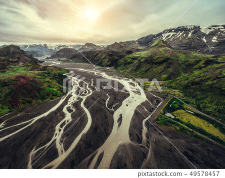 The landscape of Thorsmork in highland of Iceland. 49578457