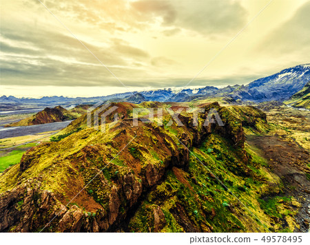 The landscape of Thorsmork in highland of Iceland. 49578495