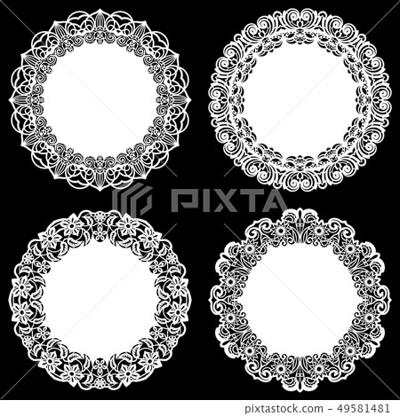 Set of design elements, lace round paper doily, 49581481