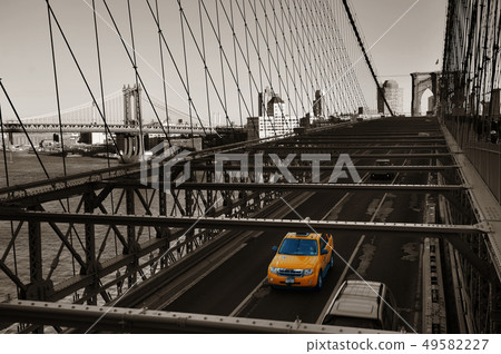 Brooklyn Bridge with traffic Brooklyn Bridge with traffic 49582227