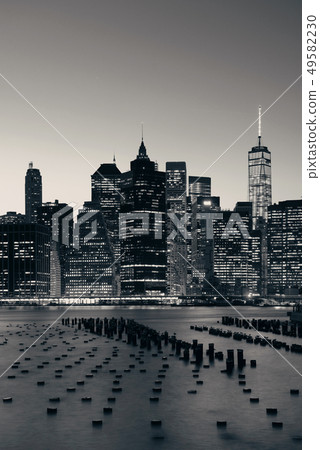 New York City downtown waterfront dusk 49582230