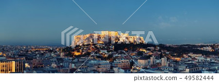 Athens skyline rooftop night 49582444