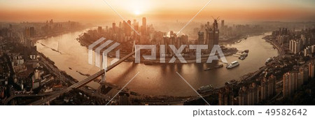 Chongqing urban architecture sunset 49582642