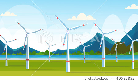 wind turbines field clean alternative energy source renewable station concept natural landscape 49583852