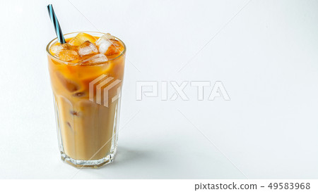 glass of cold coffee on white background. glass of cold coffee on white background. 49583968