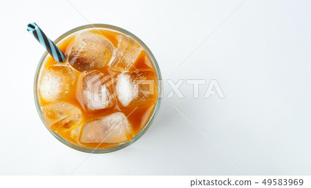 glass of cold coffee on white background. 49583969