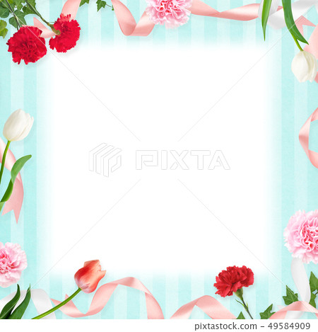 Background-Carnation-Mother's Day-Blue-Stripe-Message Card 49584909