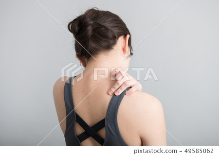 Stiff neck Young Japanese female athlete 49585062