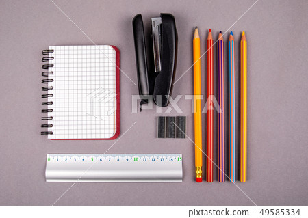 Stationery objects seen from above, top view 49585334