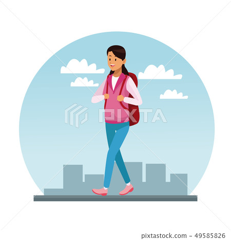 Woman walking at city Woman walking at city 49585826