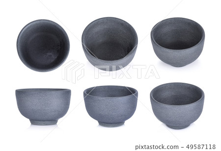 Gray bowl on white background Gray bowl on white background 49587118