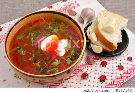 Borscht is a traditional soup of Ukrainian origin Borscht is a traditional soup of Ukrainian origin 49587148