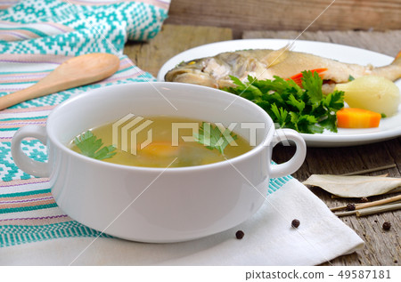Ukha is a clear Russian soup, made from various 49587181
