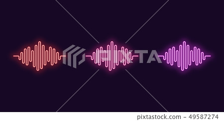 Neon icon Set of Digital sound wave. Vector shape 49587274