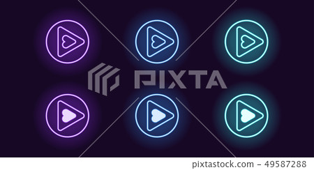 Neon icon set of Play button. Vector glowing signs 49587288