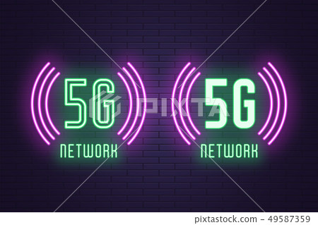 Neon composition set of 5G network technology 49587359