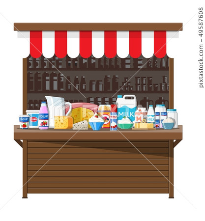 Milk street market. Milk store stall. Milk street market. Milk store stall. 49587608