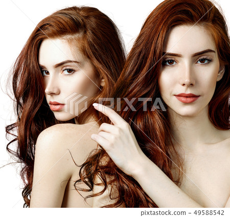Collage of sensual redhead woman with perfect skin. 49588542