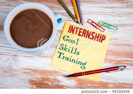 INTERNSHIP concept. Text on a napkin INTERNSHIP concept. Text on a napkin 49588946