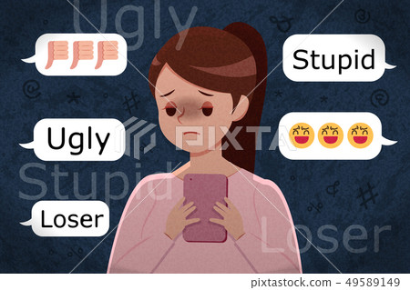 sad girl getting cyber bullying sad girl getting cyber bullying 49589149