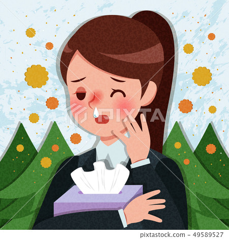 cartoon woman with hay fever cartoon woman with hay fever 49589527